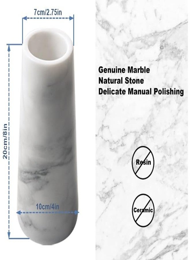 Moreast A Grade Natural Marble White Flower Vase, Finely Polished Stone, Decorative Modern Floral Vase, Concisely Designed Centerpiece, Bedroom, Office Wedding (Cylinder) - Image 2